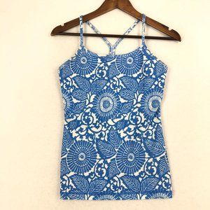 Lululemon Women's Size 6 Power Y Beachy Floral White Porcelaine Active Tank Top